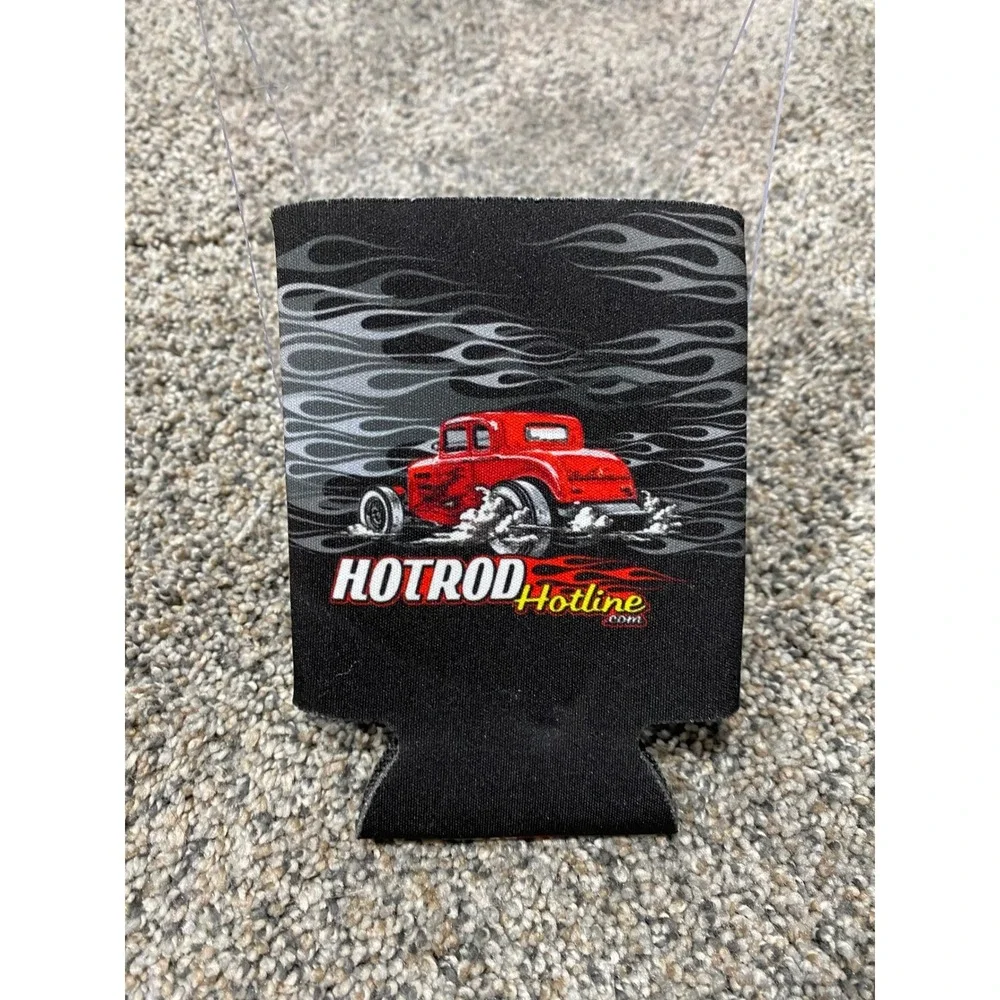 Hotrod Hotline Can Cooler Unisex OS Black Excellent Flame Graphic Hot Rod Koozie